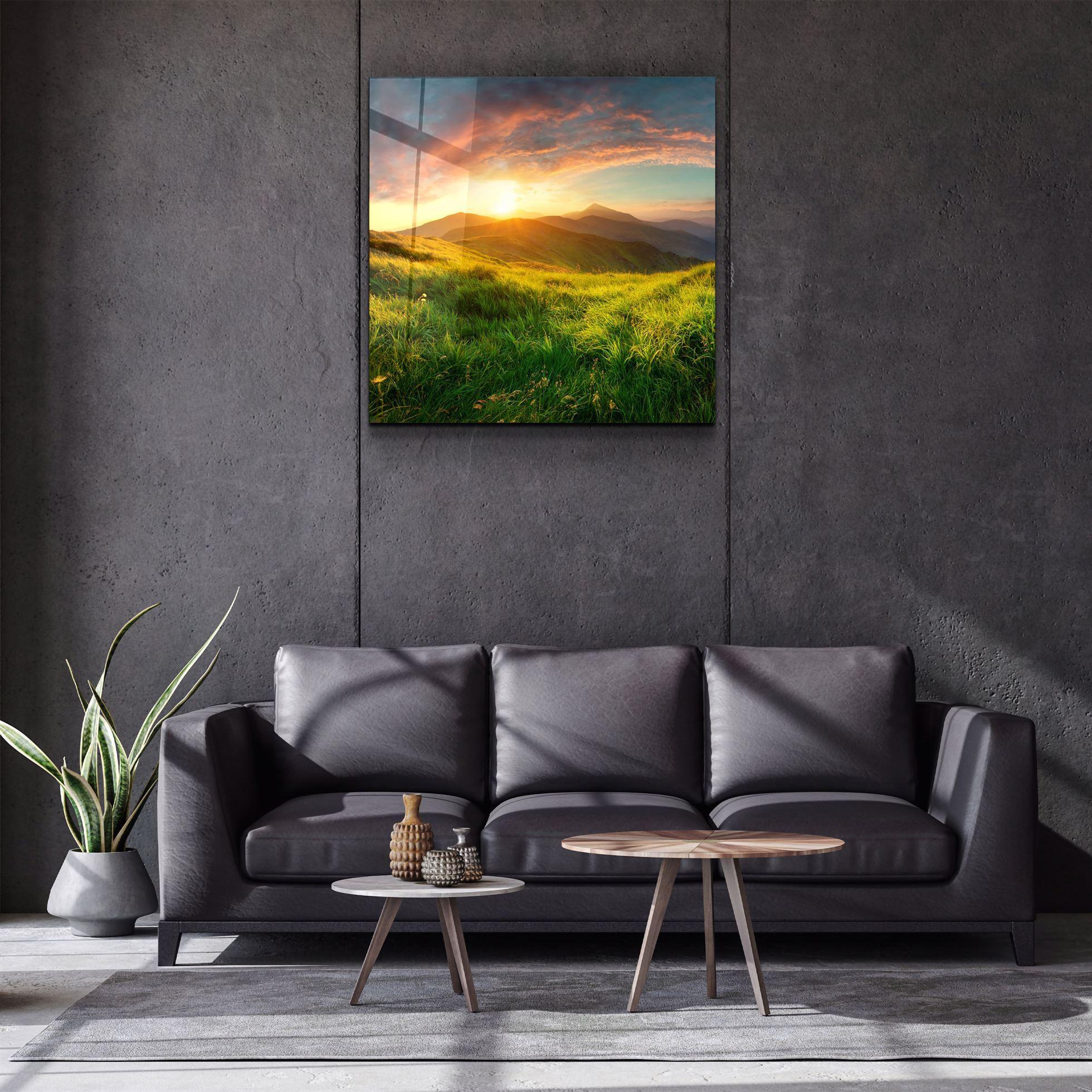 ・"Sunset Mountain"・Glass Wall Art - ArtDesigna Glass Printing Wall Art