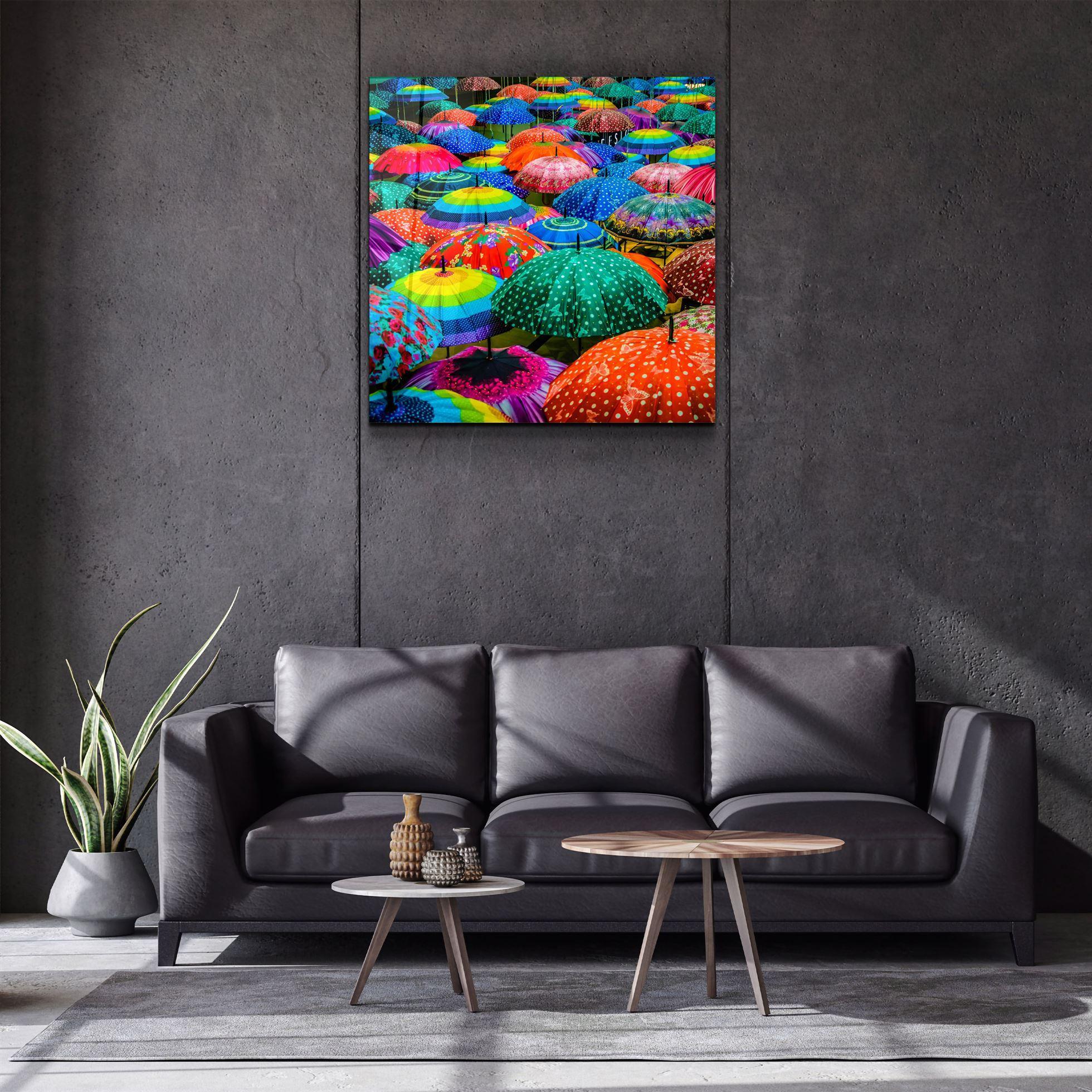 ・"Colorful Umbrellas"・Glass Wall Art - ArtDesigna Glass Printing Wall Art