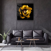 ・"Floral Yellow"・Glass Wall Art - ArtDesigna Glass Printing Wall Art