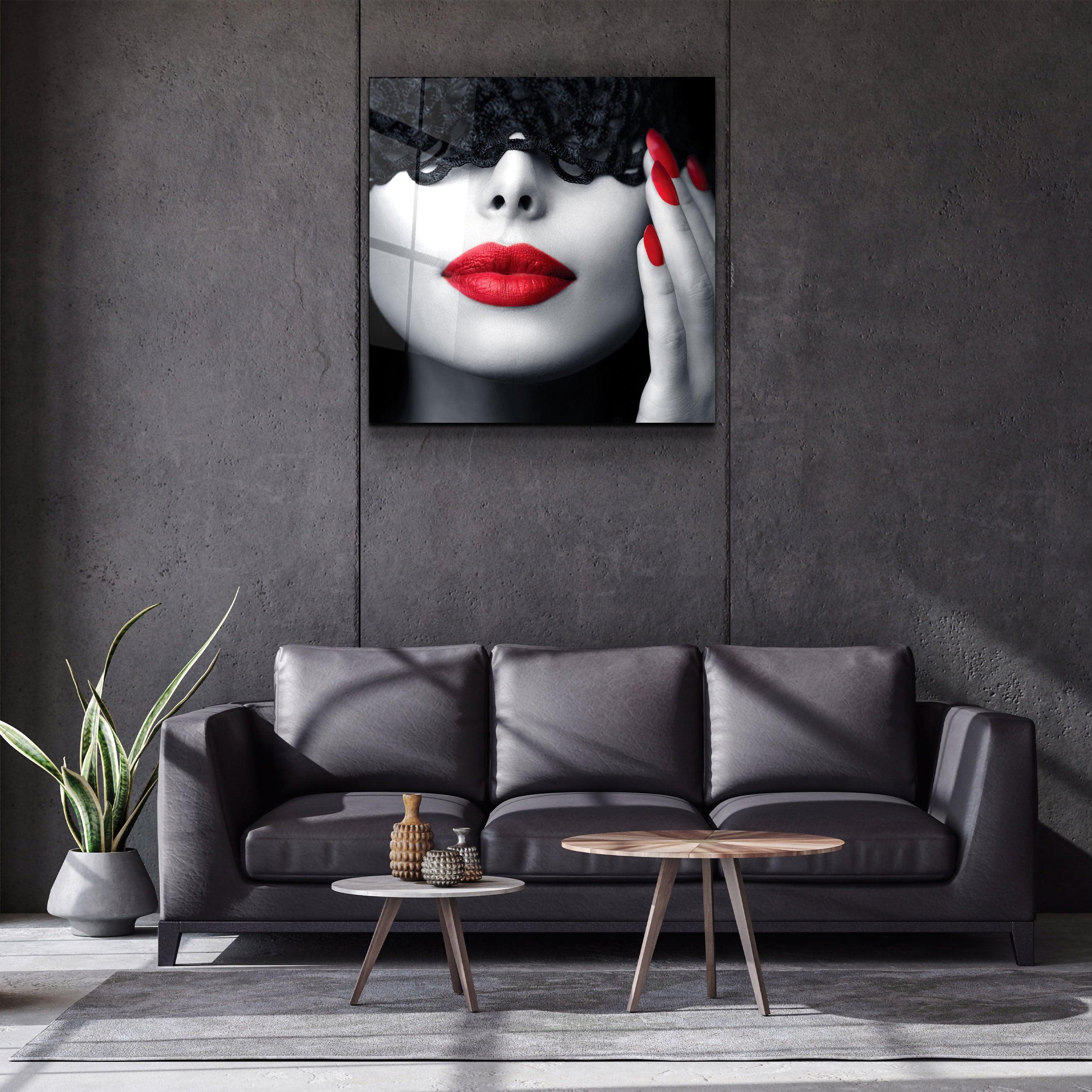 ・"Red Lips and Nails"・Glass Wall Art - ArtDesigna Glass Printing Wall Art