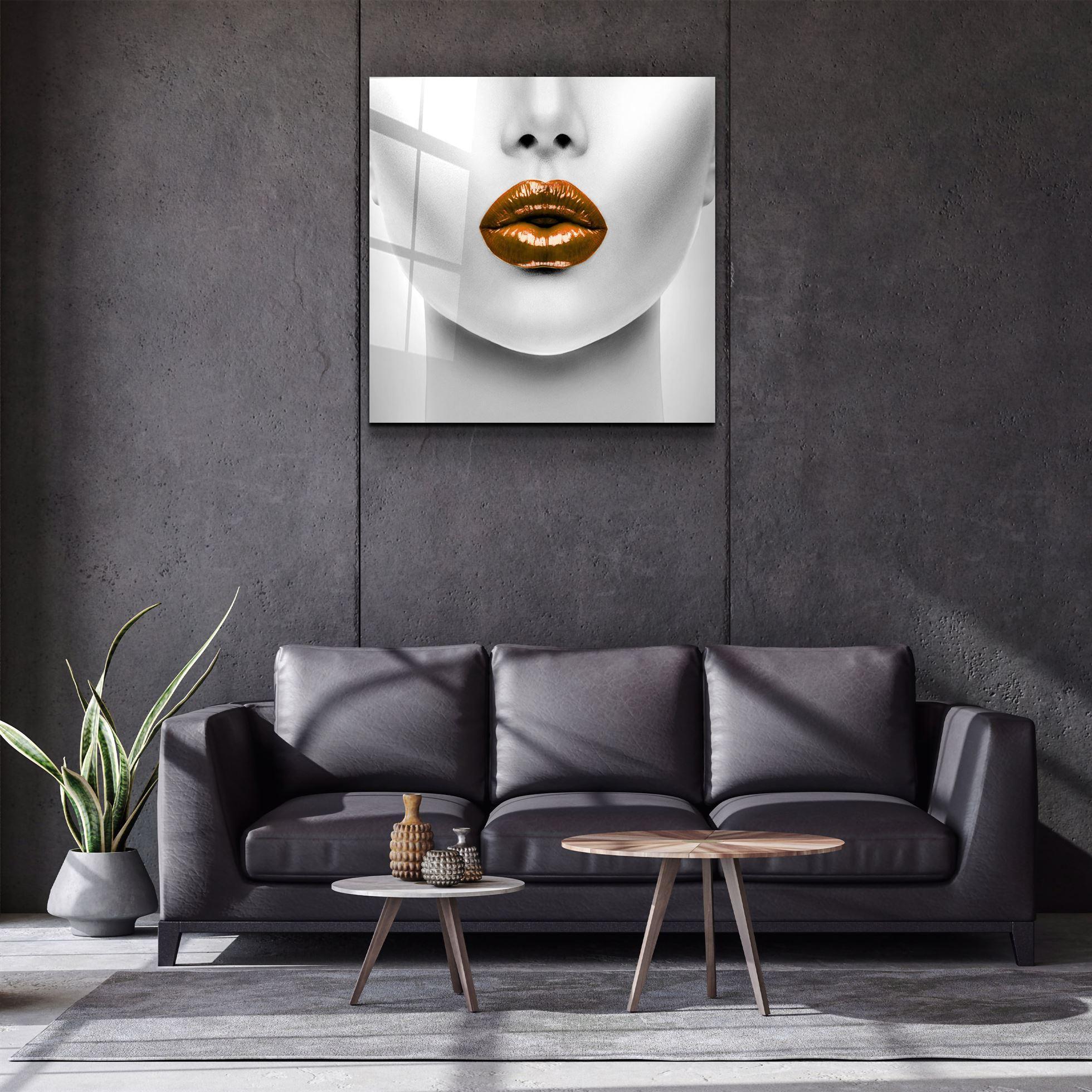・"Orange Lips"・Glass Wall Art - ArtDesigna Glass Printing Wall Art