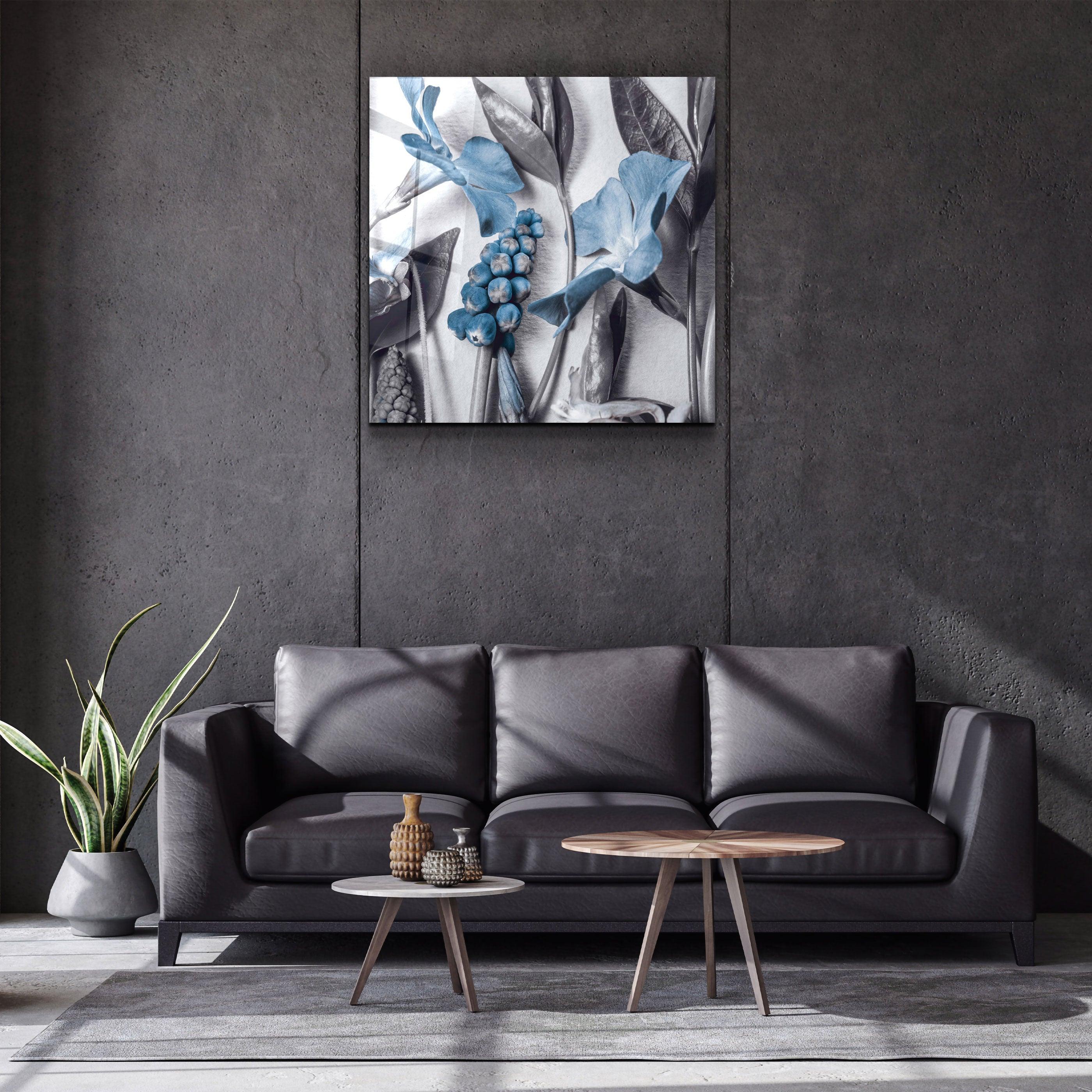 ・"Blue Flowers"・Glass Wall Art - ArtDesigna Glass Printing Wall Art