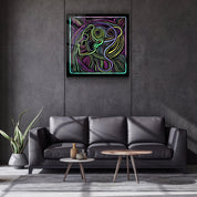 ・"Rainbow Line Faces V7"・Glass Wall Art - ArtDesigna Glass Printing Wall Art