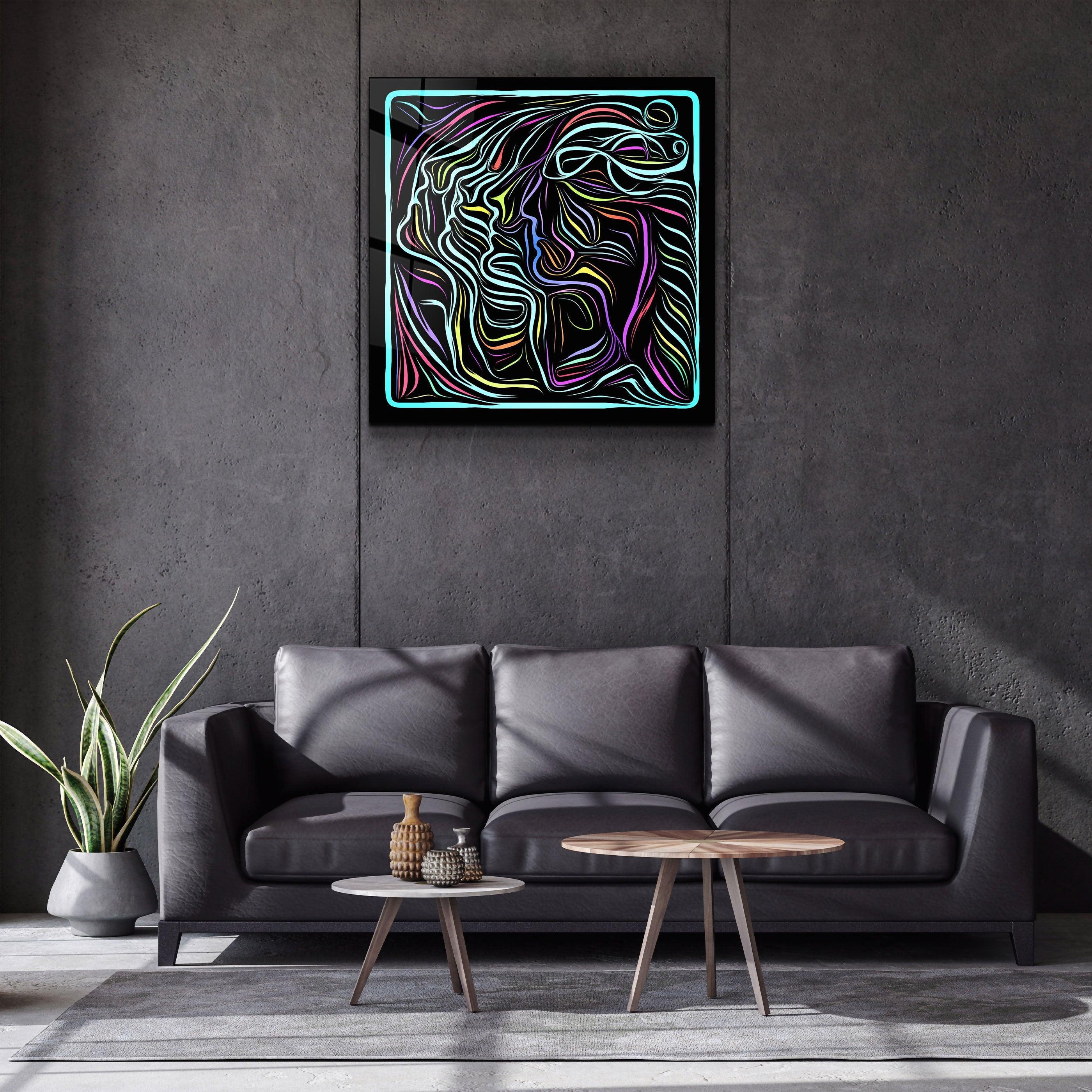 ・"Rainbow Line Faces V8"・Glass Wall Art - ArtDesigna Glass Printing Wall Art