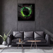 ."Paint Splash Ring-Green". Designer's Collection Glass Wall Art - ArtDesigna Glass Printing Wall Art