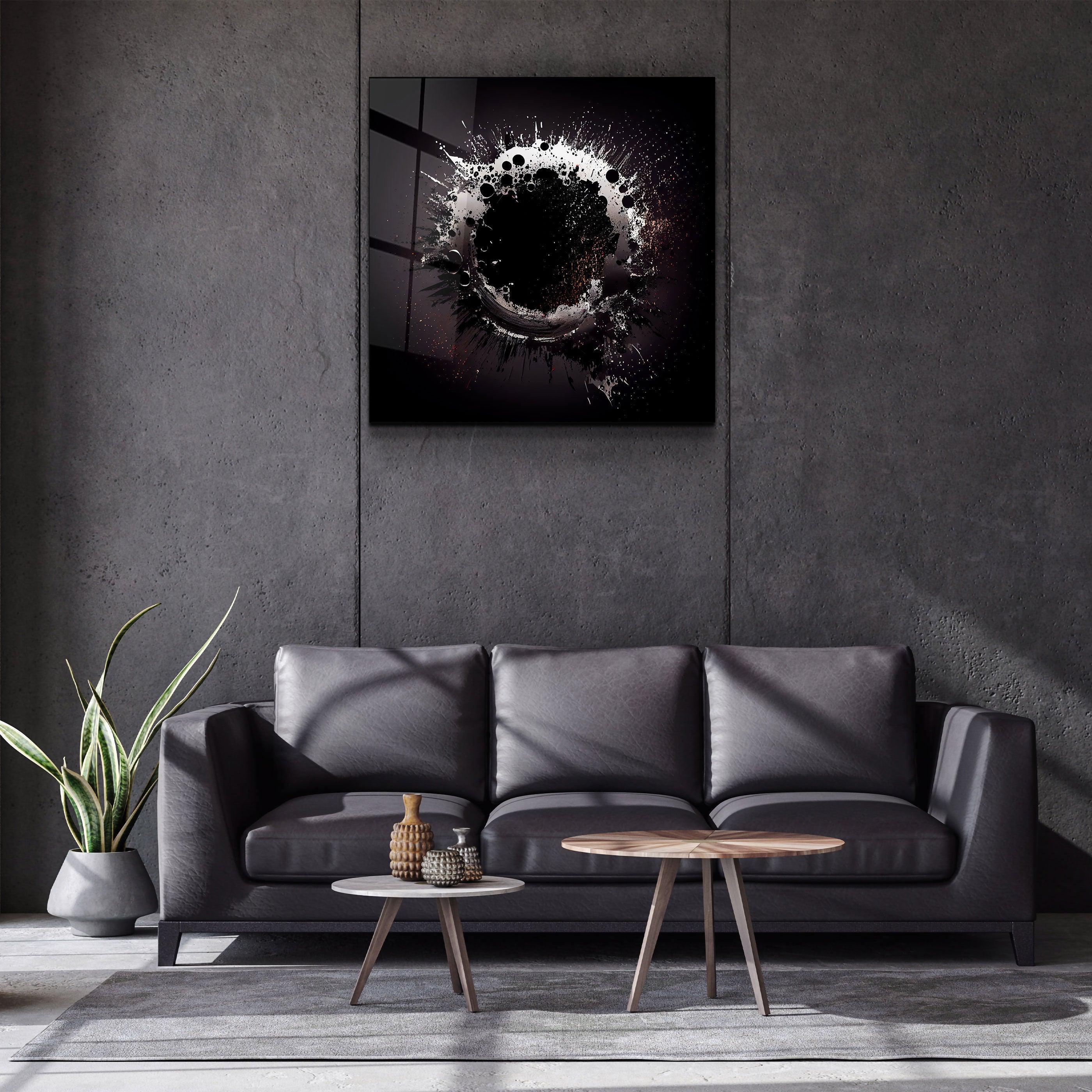 ."Paint Splash Ring-Grey". Designer's Collection Glass Wall Art - ArtDesigna Glass Printing Wall Art