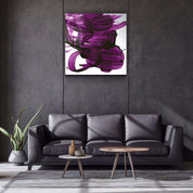 ."Purple Abstract Brush Strokes". Designer's Collection Glass Wall Art - ArtDesigna Glass Printing Wall Art