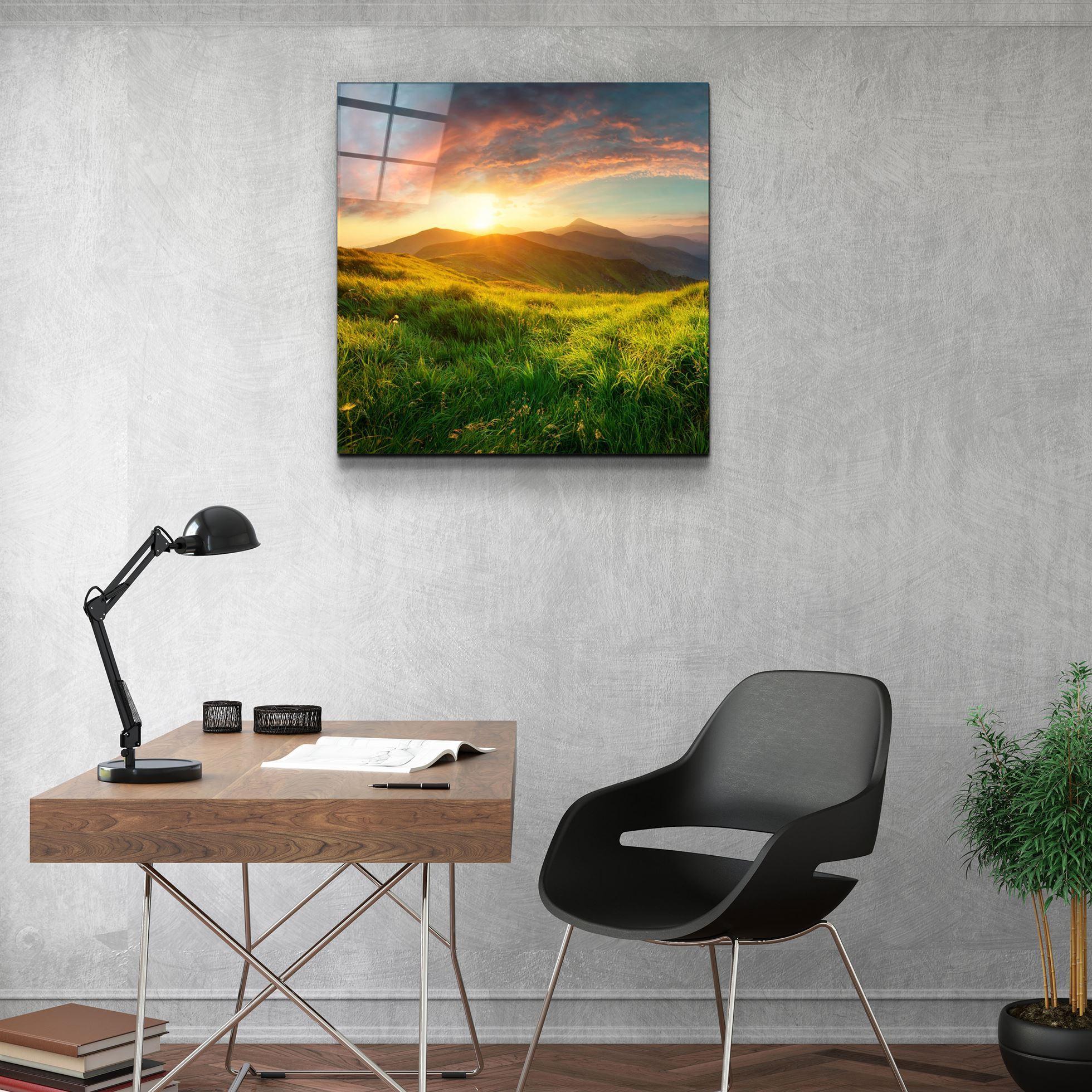 ・"Sunset Mountain"・Glass Wall Art - ArtDesigna Glass Printing Wall Art