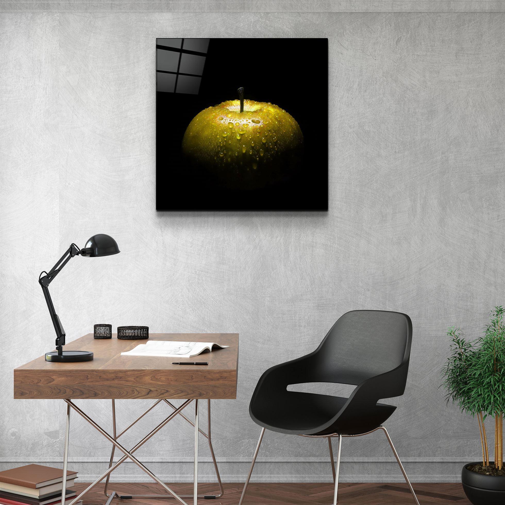 ・"Yellow Apple"・Glass Wall Art - ArtDesigna Glass Printing Wall Art