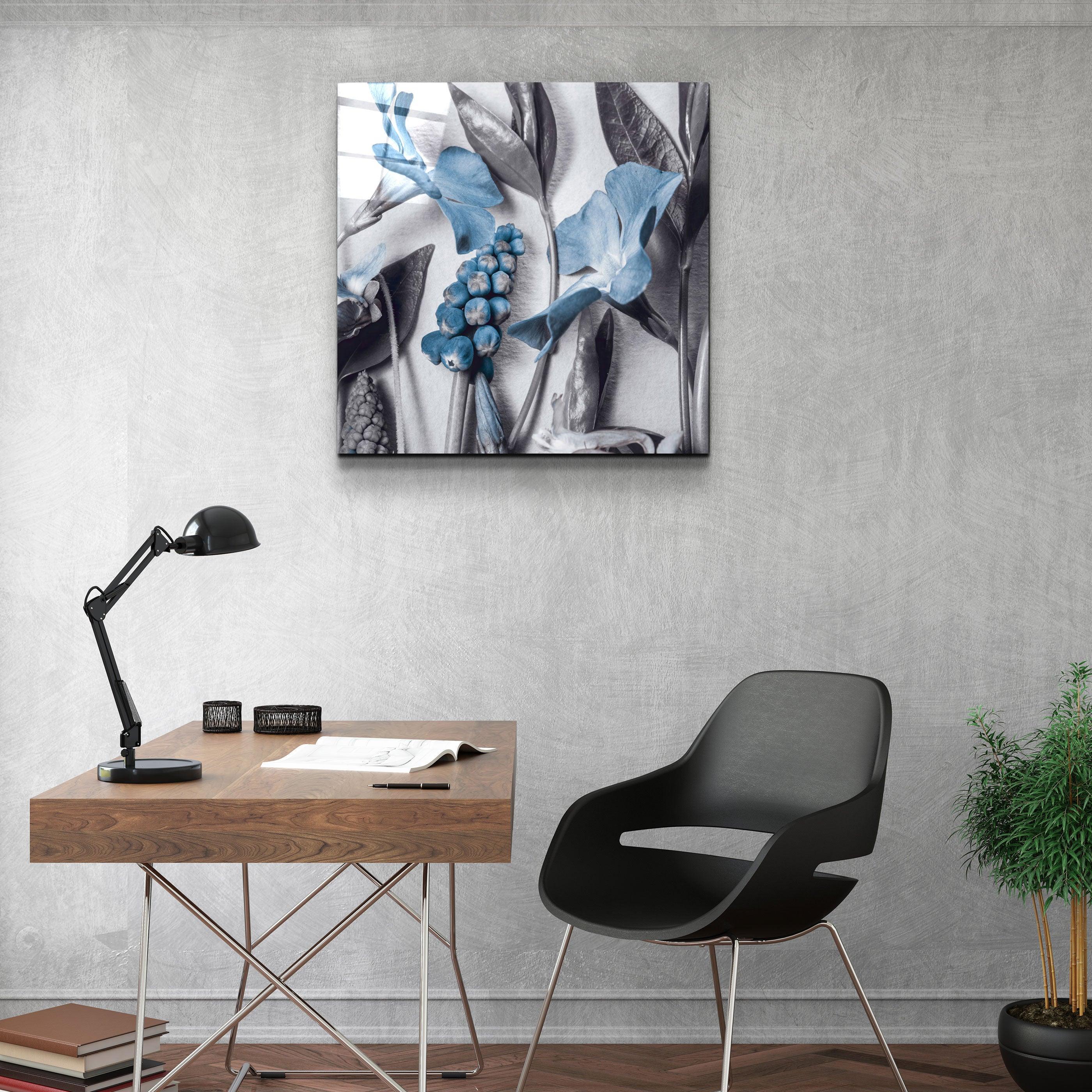 ・"Blue Flowers"・Glass Wall Art - ArtDesigna Glass Printing Wall Art
