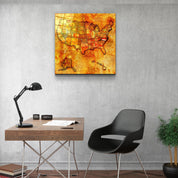Vintage US North Carolina map glass wall art by Artdesigna, featuring detailed geographical design on clear glass surface.