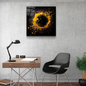 ."Paint Splash Ring-Yellow". Designer's Collection Glass Wall Art - ArtDesigna Glass Printing Wall Art