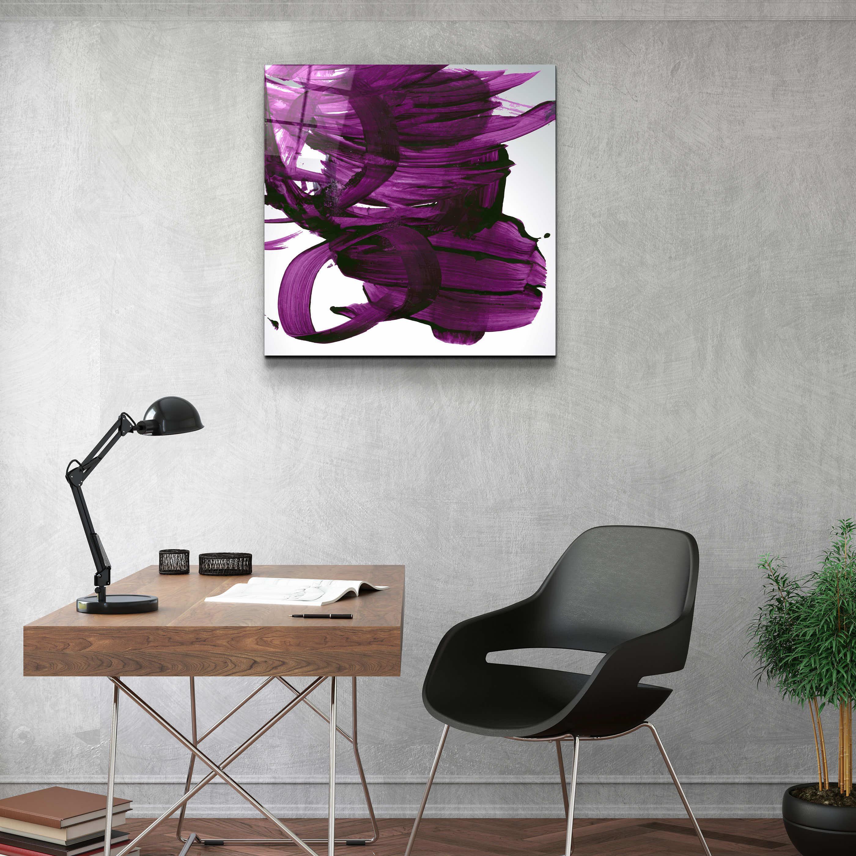 ."Purple Abstract Brush Strokes". Designer's Collection Glass Wall Art - ArtDesigna Glass Printing Wall Art