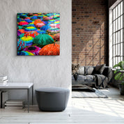 ・"Colorful Umbrellas"・Glass Wall Art - ArtDesigna Glass Printing Wall Art