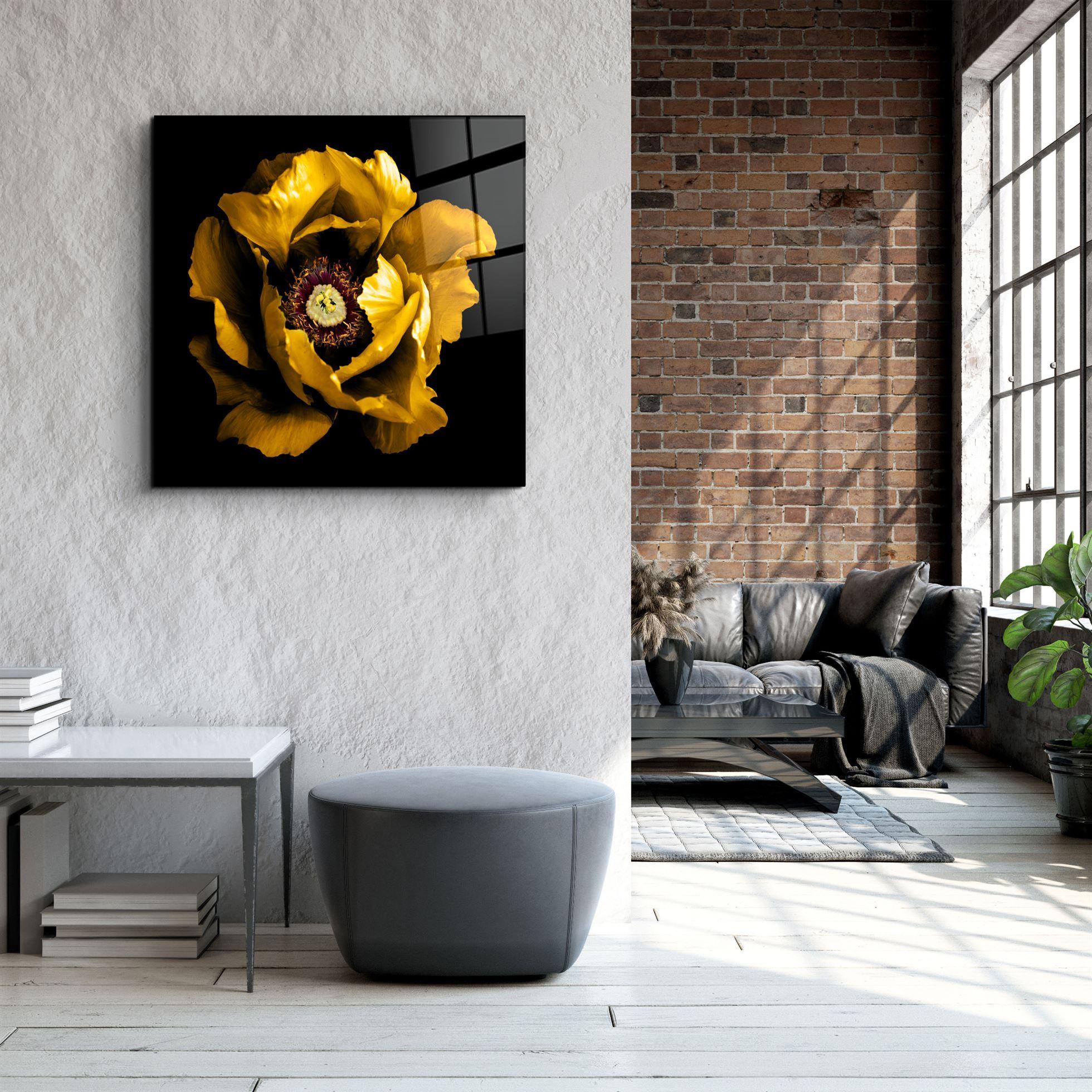 ・"Floral Yellow"・Glass Wall Art - ArtDesigna Glass Printing Wall Art