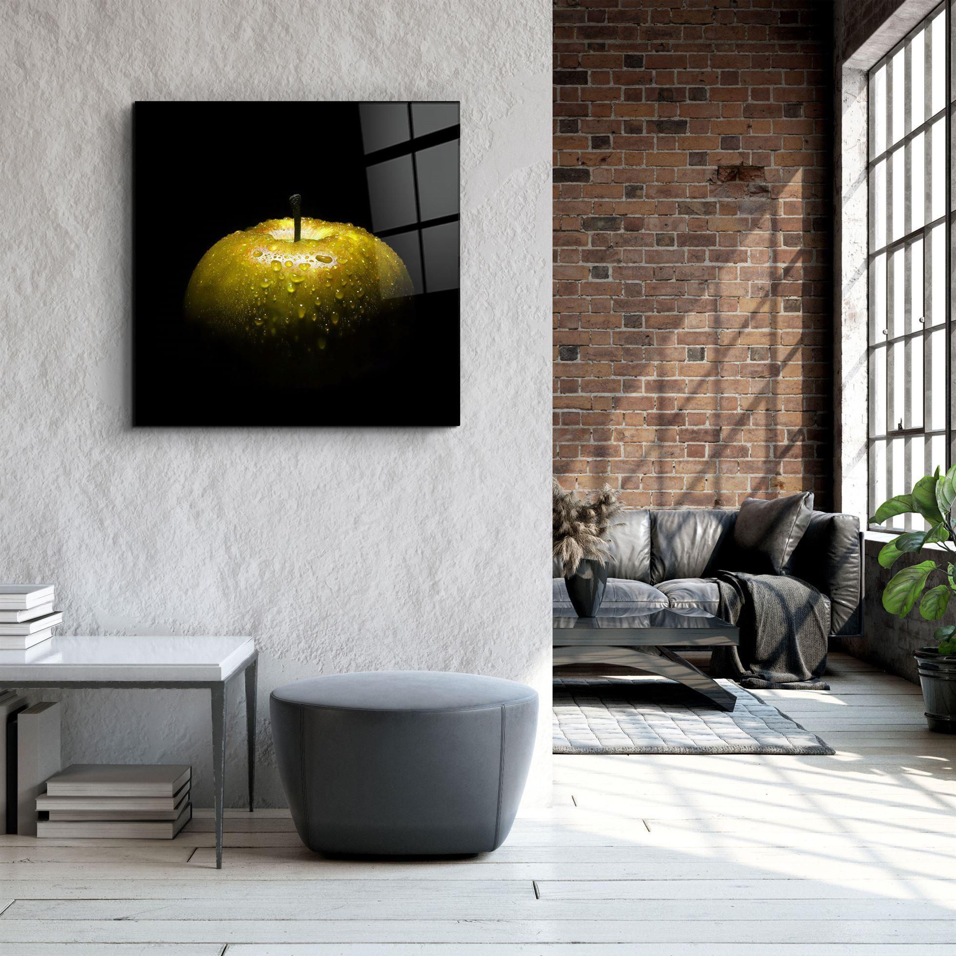 ・"Yellow Apple"・Glass Wall Art - ArtDesigna Glass Printing Wall Art
