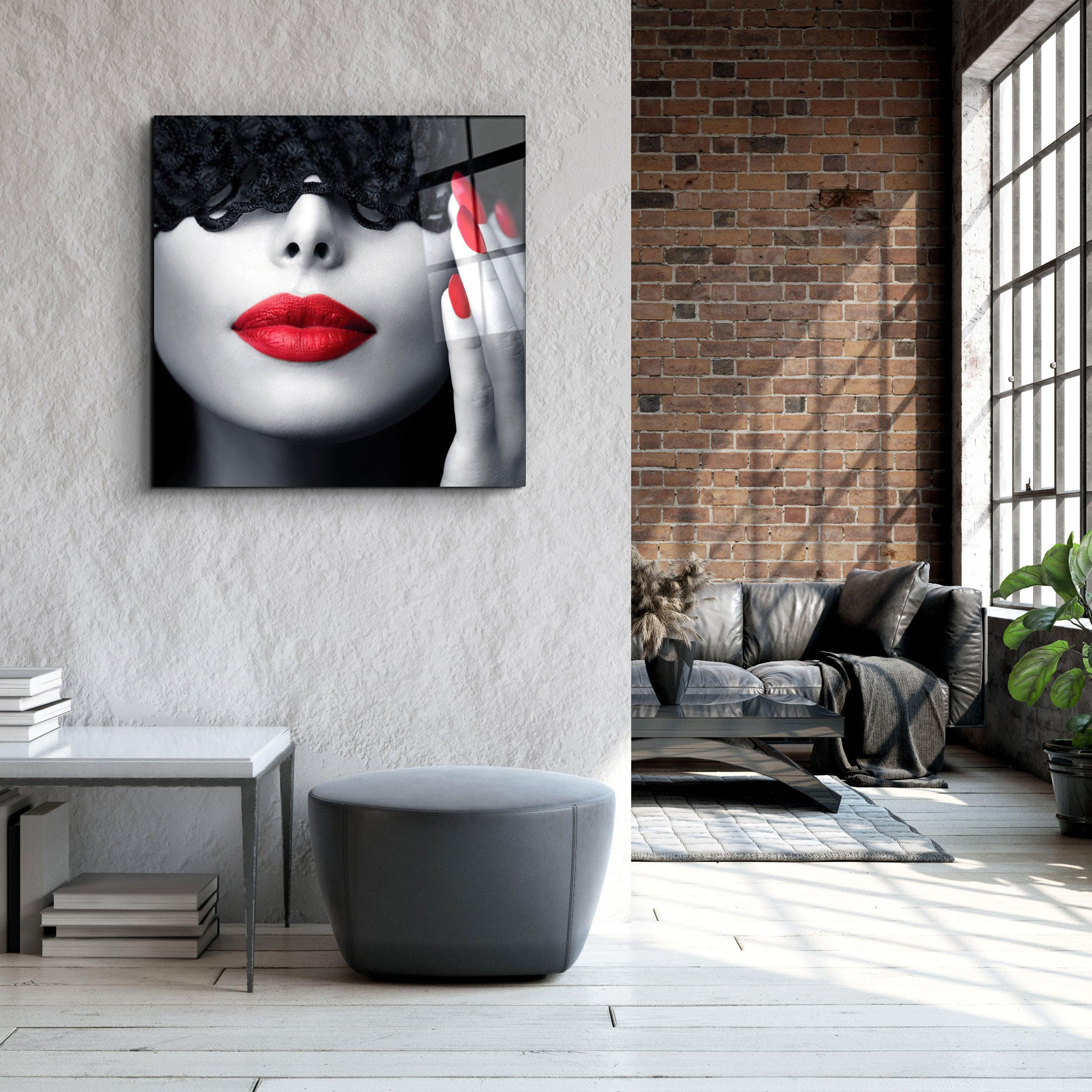 ・"Red Lips and Nails"・Glass Wall Art - ArtDesigna Glass Printing Wall Art