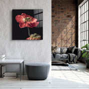 ・"Red Flowers"・Glass Wall Art - ArtDesigna Glass Printing Wall Art