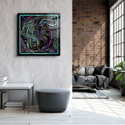 ・"Rainbow Line Faces V8"・Glass Wall Art - ArtDesigna Glass Printing Wall Art
