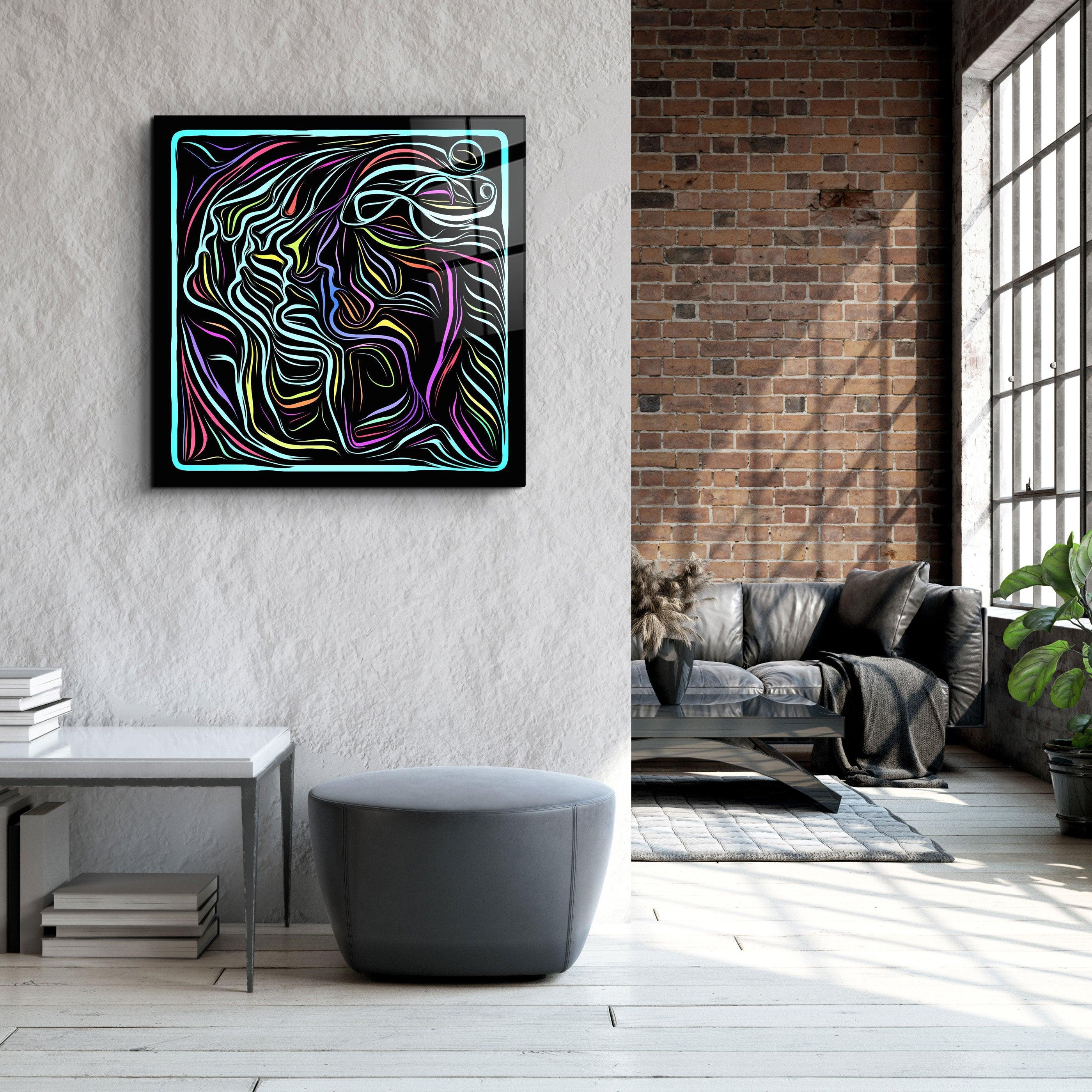 ・"Rainbow Line Faces V8"・Glass Wall Art - ArtDesigna Glass Printing Wall Art