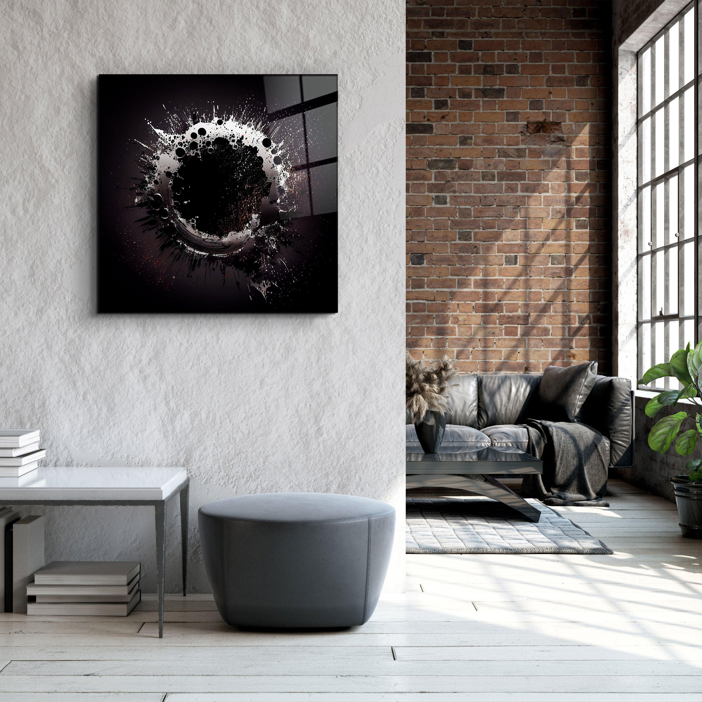 ."Paint Splash Ring-Grey". Designer's Collection Glass Wall Art - ArtDesigna Glass Printing Wall Art