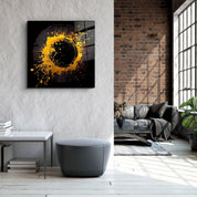 ."Paint Splash Ring-Yellow". Designer's Collection Glass Wall Art - ArtDesigna Glass Printing Wall Art