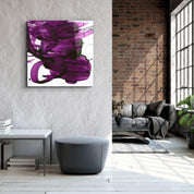 ."Purple Abstract Brush Strokes". Designer's Collection Glass Wall Art - ArtDesigna Glass Printing Wall Art