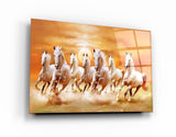 Lucky 7 Running Horses | Glass Wall Art