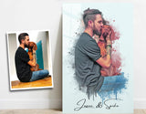 Watercolor Portrait You & Your Pet Custom Printing | Glass Wall Art