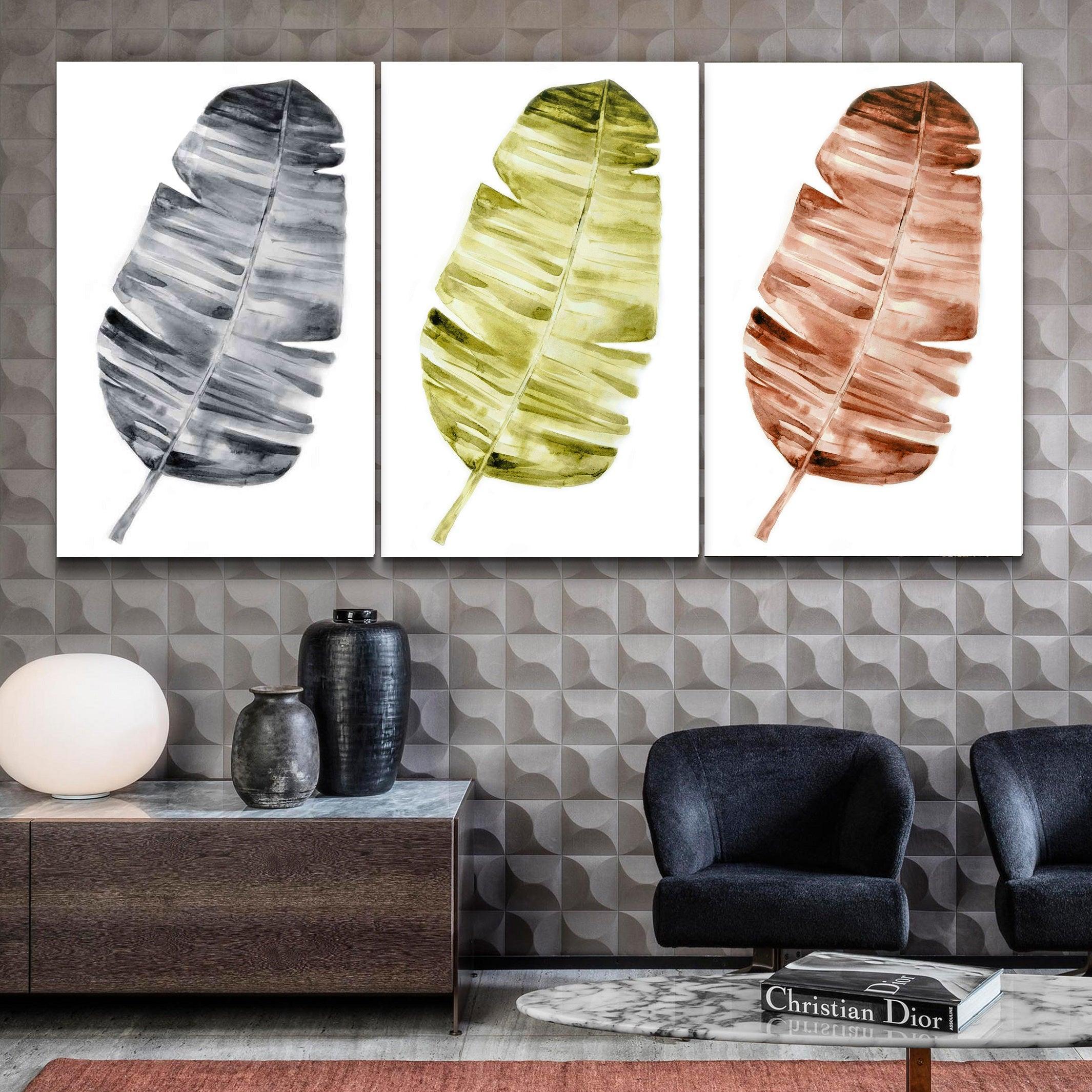 ・"Leaves 2- Trio"・Glass Wall Art - ArtDesigna Glass Printing Wall Art